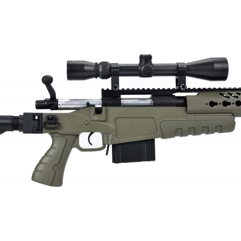 WellFire MB4418-1 Bolt Action Airsoft Sniper Rifle w/ Scope - OD GREEN