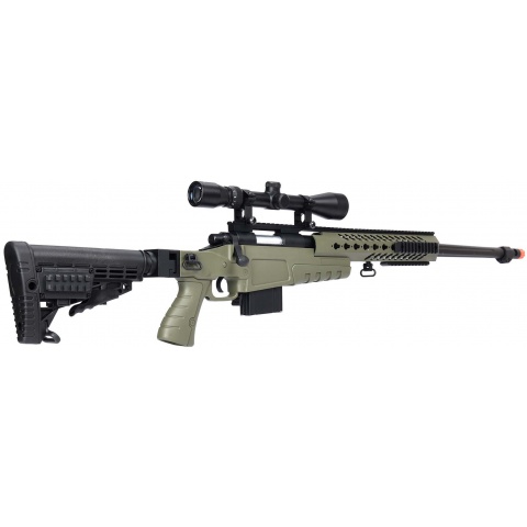WellFire MB4418-1 Bolt Action Airsoft Sniper Rifle w/ Scope - OD GREEN
