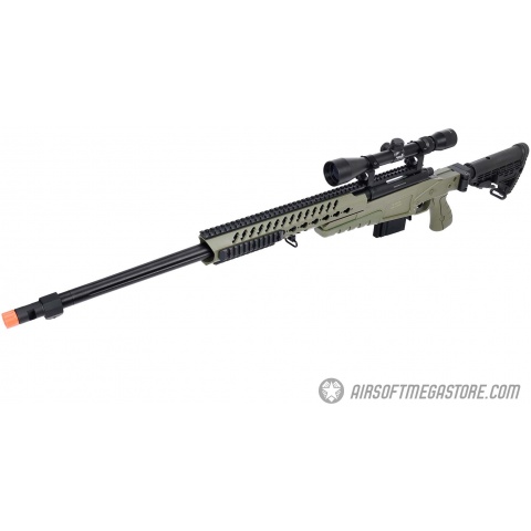 WellFire MB4418-1 Bolt Action Airsoft Sniper Rifle w/ Scope - OD GREEN