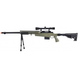 WellFire MB4418-1 Bolt Action Airsoft Sniper Rifle w/ Scope & Bipod - OD GREEN
