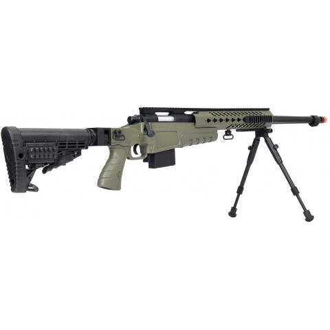 WellFire MB4418-1 Bolt Action Airsoft Sniper Rifle w/ Bipod - OD GREEN