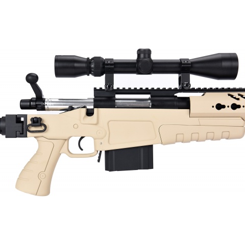 WellFire MB4418-1 Bolt Action Airsoft Sniper Rifle w/ Scope & Bipod - TAN