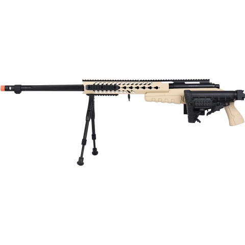 WellFire MB4418-1 Bolt Action Airsoft Sniper Rifle w/ Bipod - TAN