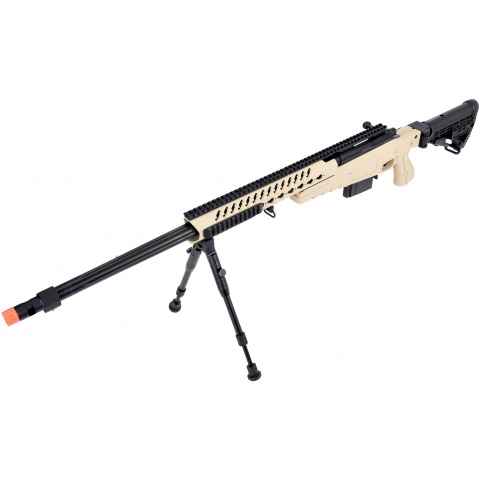 WellFire MB4418-1 Bolt Action Airsoft Sniper Rifle w/ Bipod - TAN
