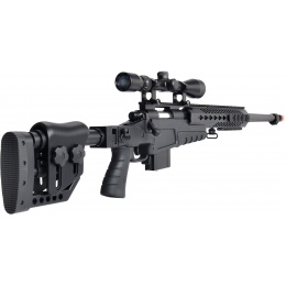 WellFire MB4418-2 Bolt Action Airsoft Sniper Rifle w/ Scope - BLACK