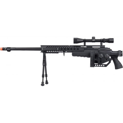WellFire MB4418-2 Bolt Action Airsoft Sniper Rifle w/ Scope & Bipod - BLACK