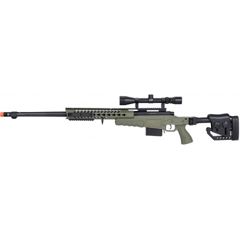 WellFire MB4418-2 Bolt Action Airsoft Sniper Rifle w/ Scope - OD GREEN