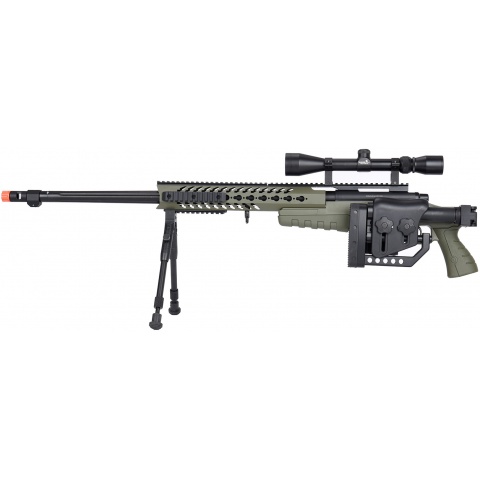 WellFire MB4418-2 Bolt Action Airsoft Sniper Rifle w/ Scope & Bipod - OD GREEN