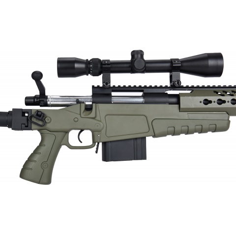 WellFire MB4418-2 Bolt Action Airsoft Sniper Rifle w/ Scope & Bipod - OD GREEN