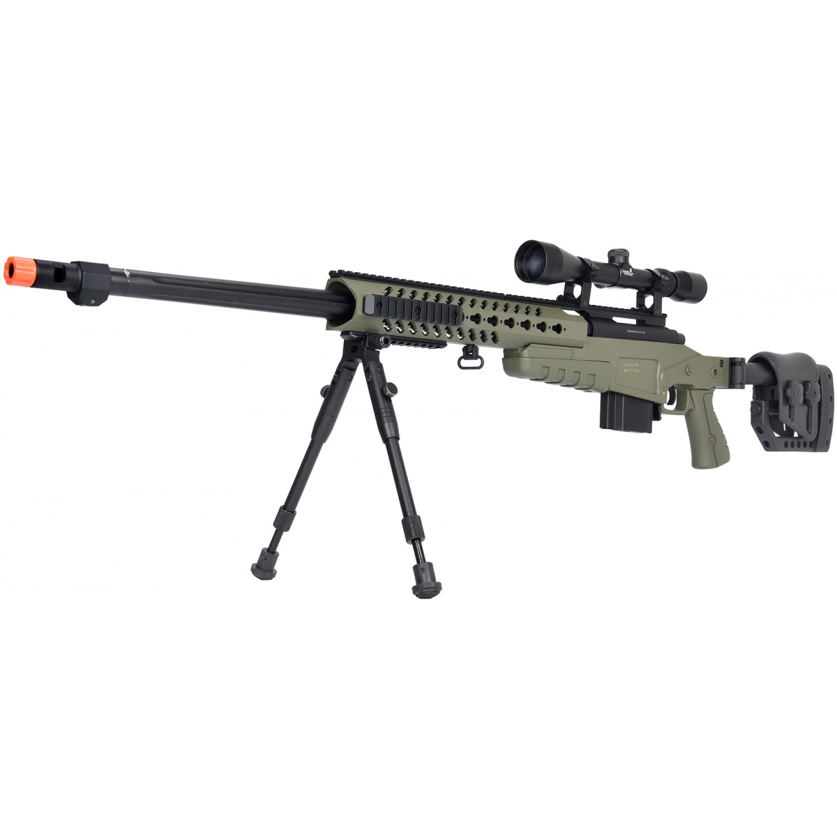 Wellfire MB4411D Bolt Action Sniper Rifle W/ Scope And Bipod OD Green 