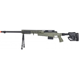 WellFire MB4418-2 Bolt Action Airsoft Sniper Rifle w/ Bipod - OD GREEN