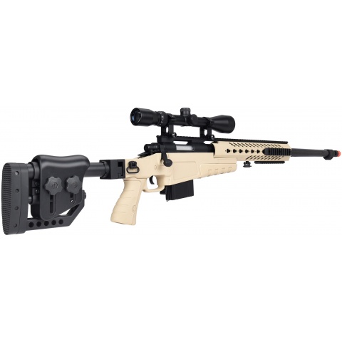 WellFire MB4418-2 Bolt Action Airsoft Sniper Rifle w/ Scope - TAN