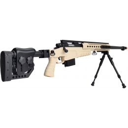 WellFire MB4418-2 Bolt Action Airsoft Sniper Rifle w/ Bipod - TAN