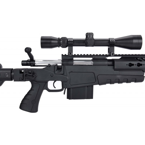 WellFire MB4418-3 Bolt Action Airsoft Sniper Rifle w/ Scope - BLACK