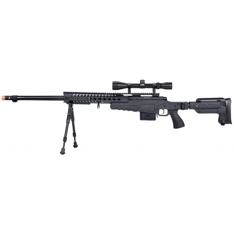 WellFire MB4418-3 Bolt Action Airsoft Sniper Rifle w/ Scope & Bipod - BLACK