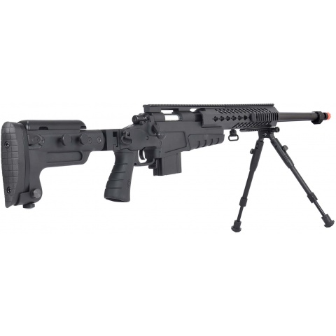 WellFire MB4418-3 Bolt Action Airsoft Sniper Rifle w/ Bipod - BLACK