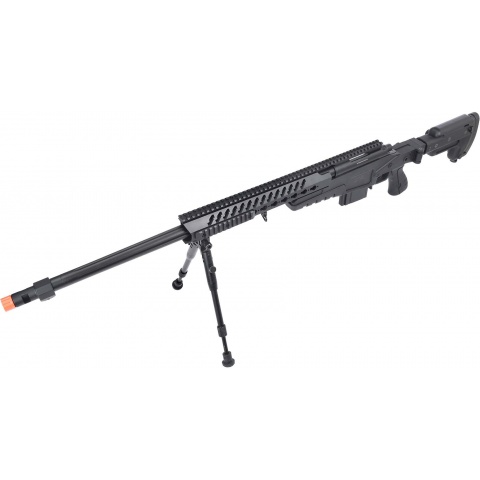 WellFire MB4418-3 Bolt Action Airsoft Sniper Rifle w/ Bipod - BLACK