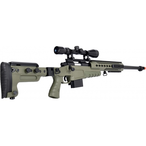WellFire MB4418-3 Bolt Action Airsoft Sniper Rifle w/ Scope - OD GREEN