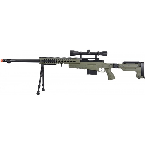 WellFire MB4418-3 Bolt Action Airsoft Sniper Rifle w/ Scope & Bipod - OD GREEN
