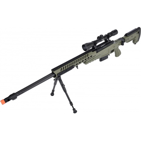WellFire MB4418-3 Bolt Action Airsoft Sniper Rifle w/ Scope & Bipod - OD GREEN