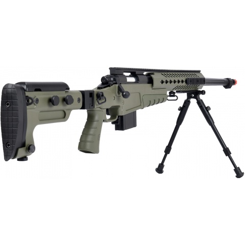WellFire MB4418-3 Bolt Action Airsoft Sniper Rifle w/ Bipod - OD GREEN