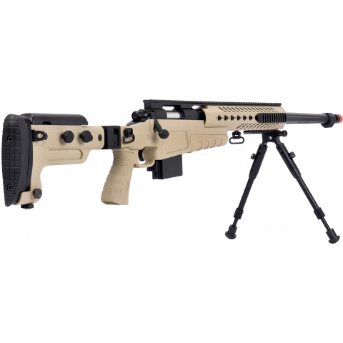 WellFire MB4418-3 Bolt Action Airsoft Sniper Rifle w/ Bipod - TAN
