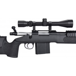 WellFire MB4417 M40A3 Bolt Action Airsoft Sniper Rifle w/ Scope & Bipod - BLACK