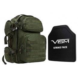 NcStar VISM Tactical Backpack w/ Level III+ Shooter's Cut PE Hard Ballistic Plate - OD GREEN