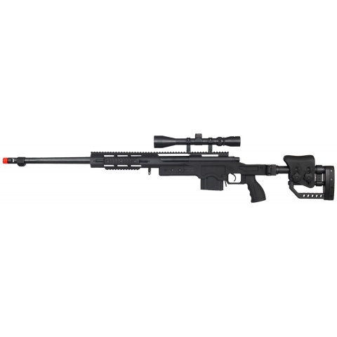 WellFire Airsoft Bolt Action Rifle w/ Fluted Barrel & Scope - BLACK