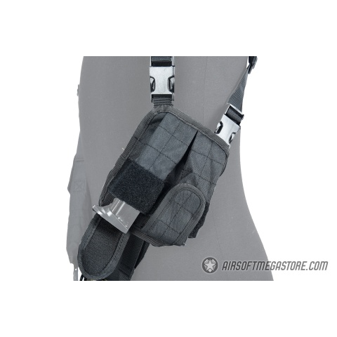 Lancer Tactical Shoulder Holster Rig with Pistol Magazine Pouches (Color: Black)