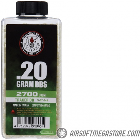 G&G 6mm Competition Grade 0.20g Airsoft Tracer BBs [2700 Round Bottle] - GREEN