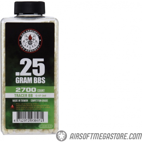 G&G 6mm Competition Grade 0.25g Airsoft Tracer BBs [2700 Round Bottle] - GREEN