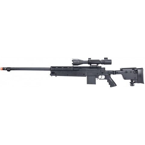 WellFire MB4407 Bolt Action Airsoft Sniper Rifle w/ Scope - BLACK