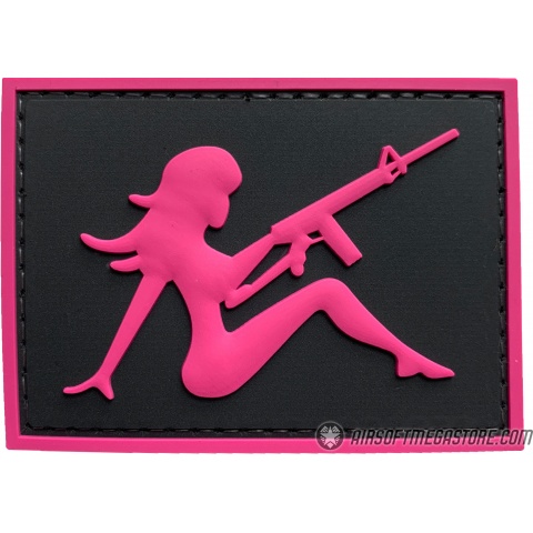 G-Force Mudflap Girl w/ Rifle PVC (Left) Patch - BLACK/PINK