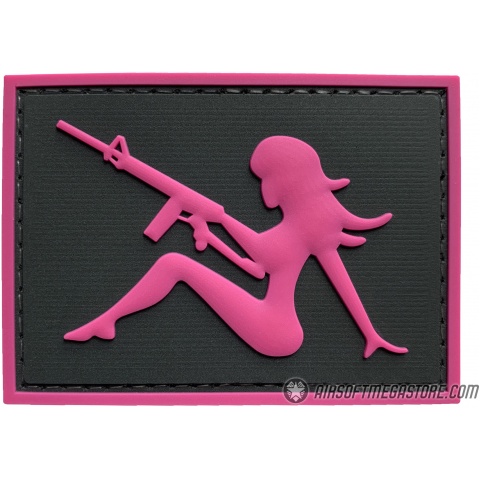 G-Force Mudflap Girl w/ Rifle PVC (Right) Patch - BLACK/PINK