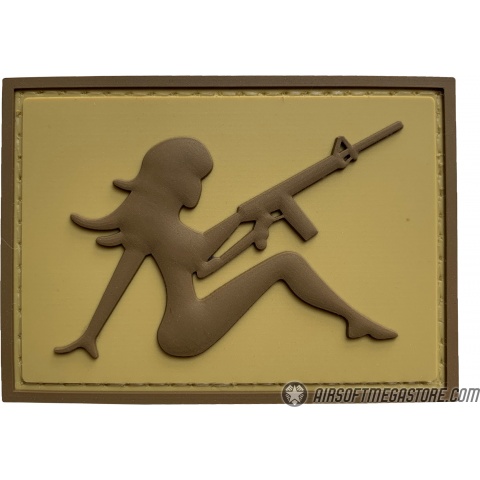 G-Force Mudflap Girl w/ Rifle PVC (Left) Patch - TAN/BROWN