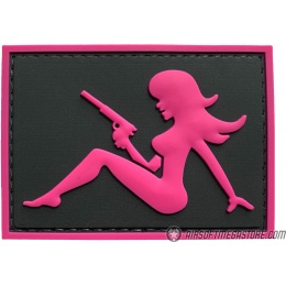 G-Force Mudflap Girl w/ Pistol PVC (Right) Patch - BLACK/PINK