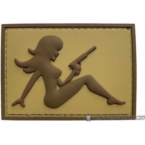 G-Force Mudflap Girl w/ Pistol PVC (Left) Patch - TAN/BROWN