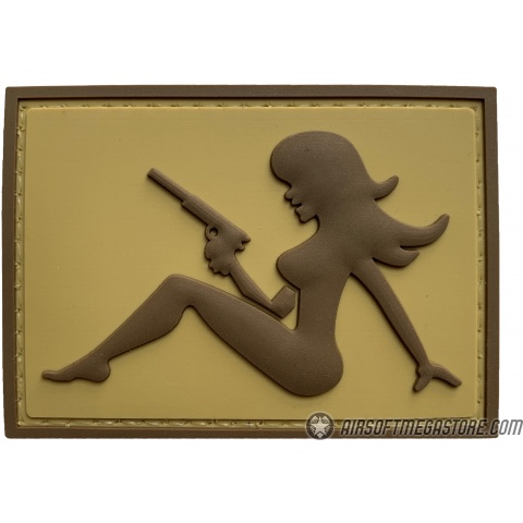 G-Force Mudflap Girl w/ Pistol PVC (Right) Patch - TAN/BROWN