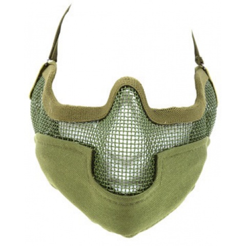 Black Bear Airsoft Steel Mesh Padded Lower Face Mask - OD GREEN