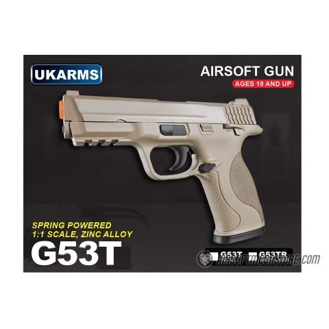 UK ARMS G53T 1:1 Replica Airsoft Spring Pistol - TAN