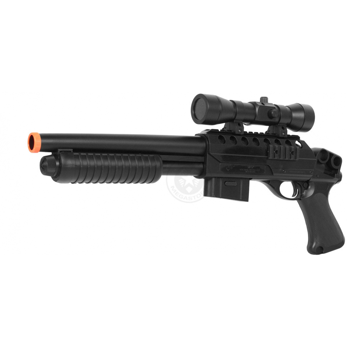 Double Eagle Tactical SawedOff Pump Action Airsoft Shotgun w/ Scope