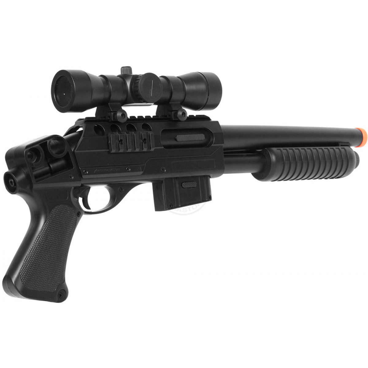 Double Eagle Tactical SawedOff Pump Action Airsoft Shotgun w/ Scope