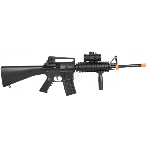DE Airsoft M4 RIS TacSpec AEG Rifle w/ Flashlight and Red Dot Scope