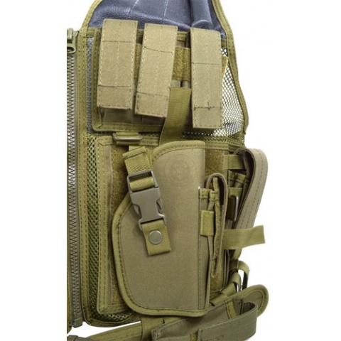 AMA Airsoft V2 Cross-Draw Military Vest w/ Tactical Belt - OD GREEN
