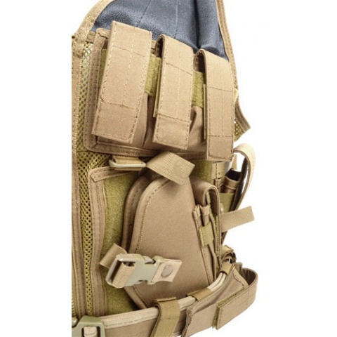 AMA Airsoft V2 Cross-Draw Military Vest w/ Tactical Belt - TAN