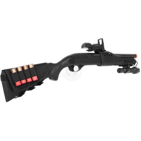 AGM Airsoft Shell-Fed Pump Action Shotgun w/ Flashlight and Full Stock