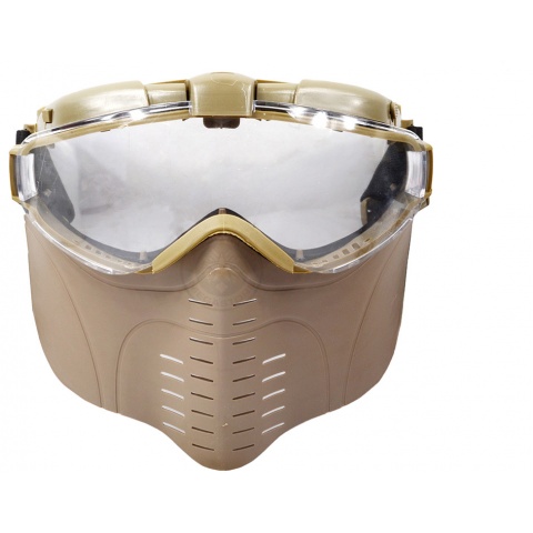 G-Force Airsoft Full Face Mask w/ Fan Powered Ventilation - TAN