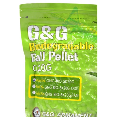 0.20g G&G Perfect BIODEGRADABLE Seamless 6mm Airsoft BBs - 5000rd Bag