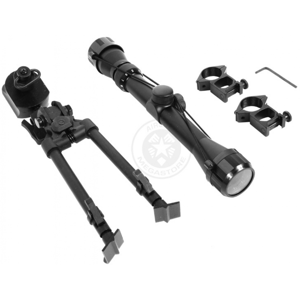 AGM 39x32 Full Metal Airsoft Rifle Scope Bipod Package w/ Mounts